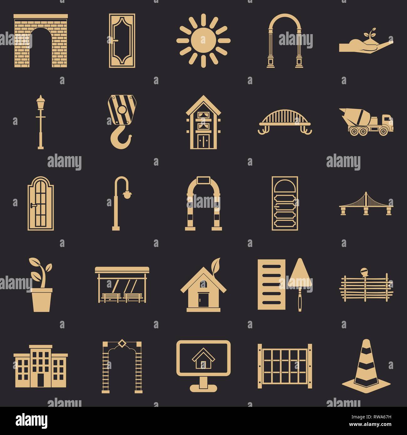 Digging icons set, simple style Stock Vector Image & Art - Alamy