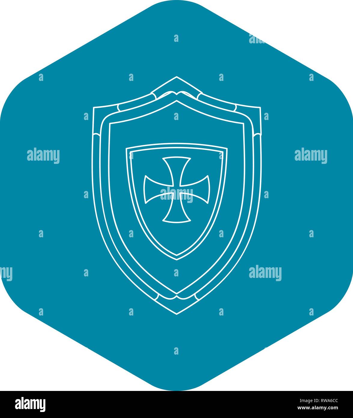 Shield with cross icon, outline style Stock Vector Image & Art - Alamy