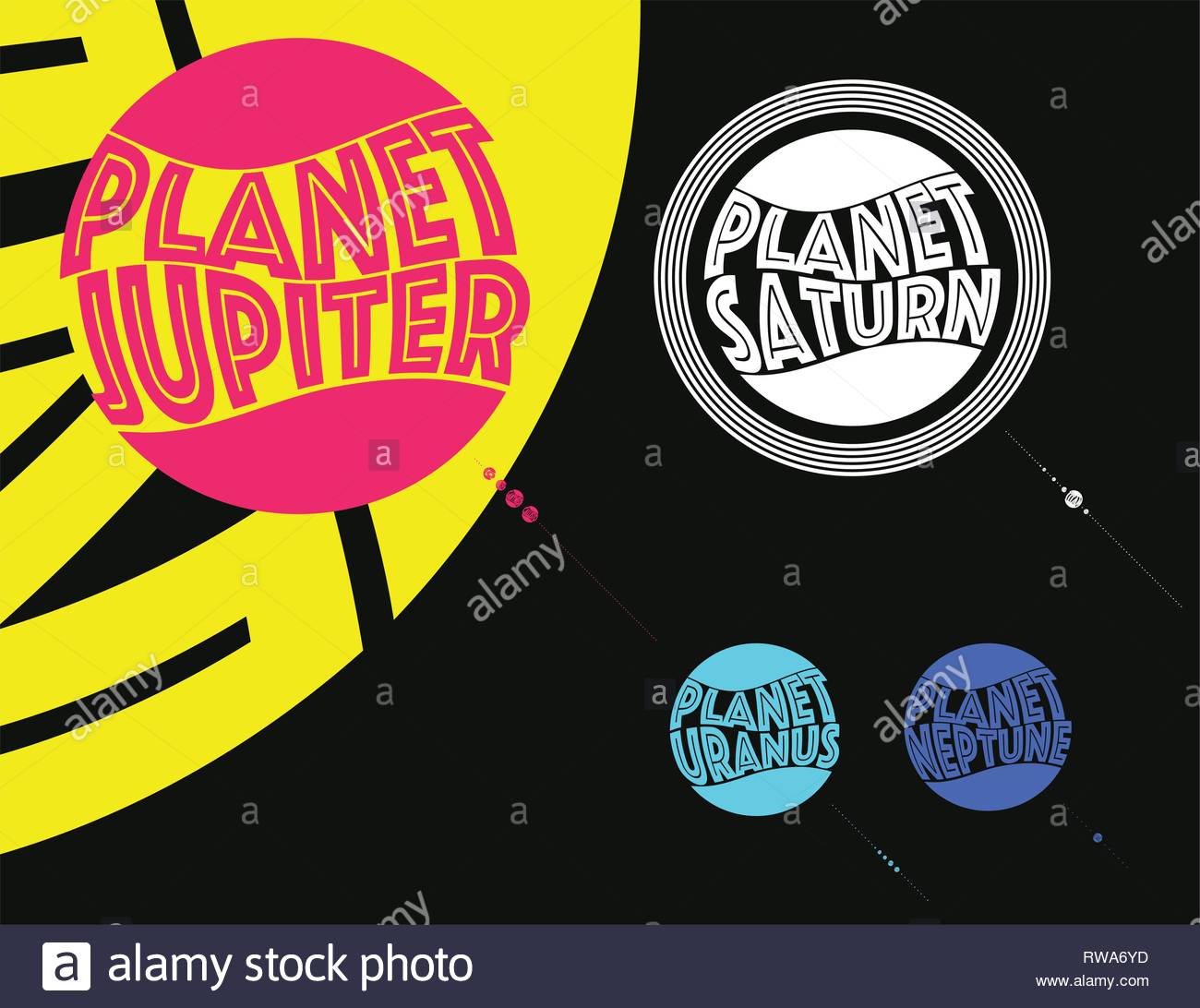 Graphic Outer Solar System Planets Size Ratio In Pop Colors