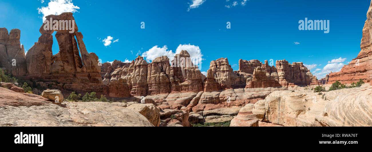 Druid Arch, rock formation, stone arch, Elephant Canyon, rock needles, The Needles District, Canyonlands National Park, Utah Stock Photo