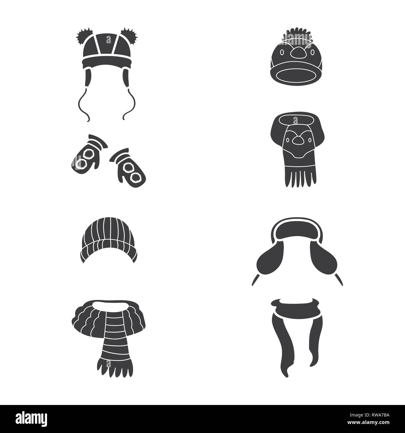 hat,pompom,scarf,fur,mitten,green,kids,wool,head,penguin,cap,knitted,blue,apparel,beanie,hand,outfit,girl,fabric,weather,headwear,fashion,winter,cold,shopping,warm,clothes,texture,set,vector,icon,illustration,isolated,collection,design,element,graphic,sign,black,simple, Vector Vectors , Stock Vector