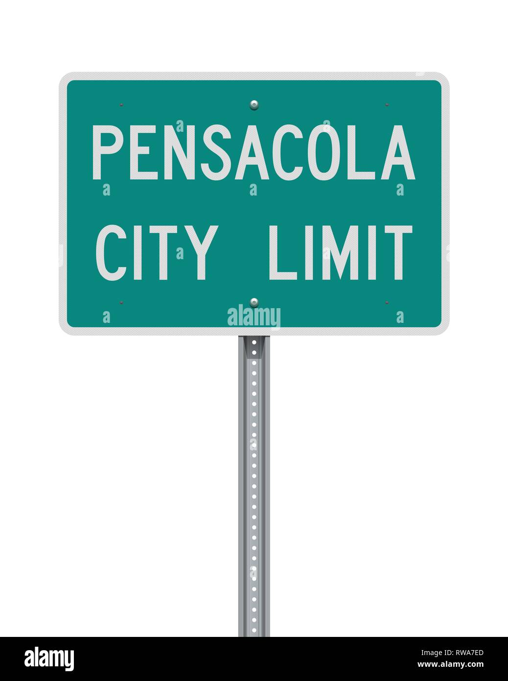 Vector illustration of the Pensacola City Limit green road sign Stock