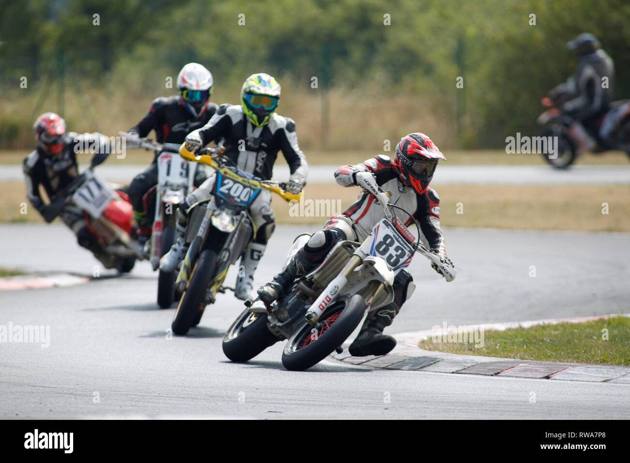 Motorcycle race on track, Czech Republic Stock Photo