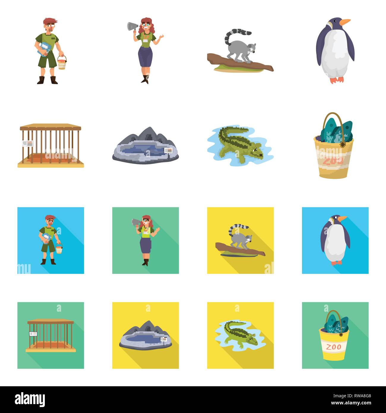 zookeeper,lemur,penguin,cell,lake,crocodile,bucket,man,woman,monkey,white,empty,pool,alligator,fish,worker,megaphone,Africa,cute,jail,water,full,keeper,tree,wild,metal,stone,fishing,tropical,north,nature,fun,fauna,entertainment,zoo,park,safari,animal,forest,flora,set,vector,icon,illustration,isolated,collection,design,element,graphic,sign Vector Vectors , Stock Vector