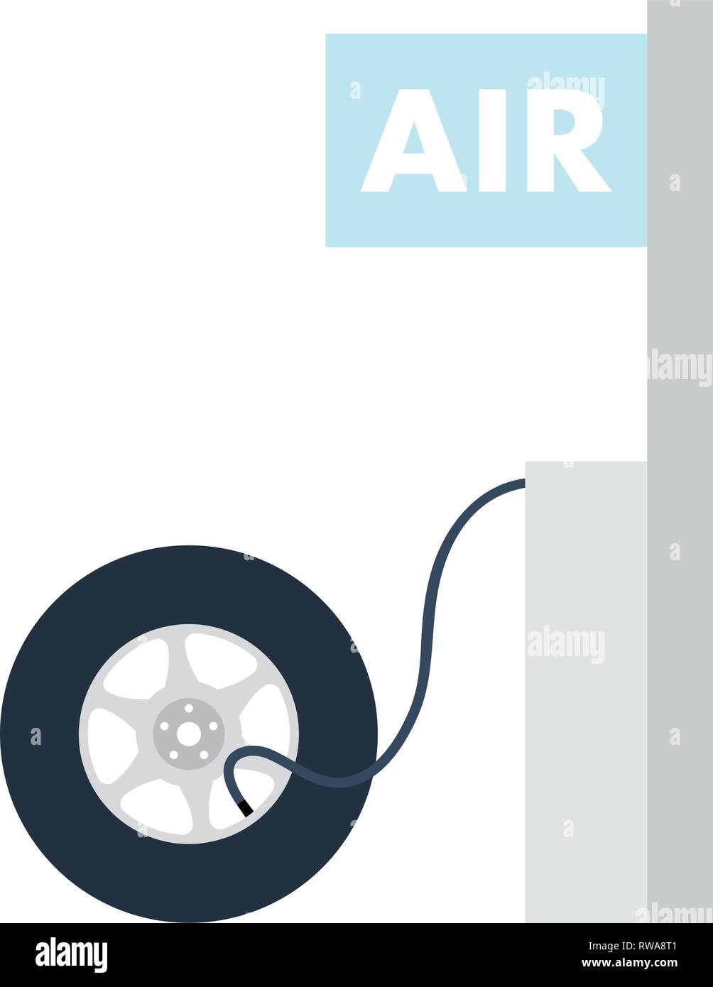 Wheels pump station icon. Flat color design. Vector illustration. Stock Vector
