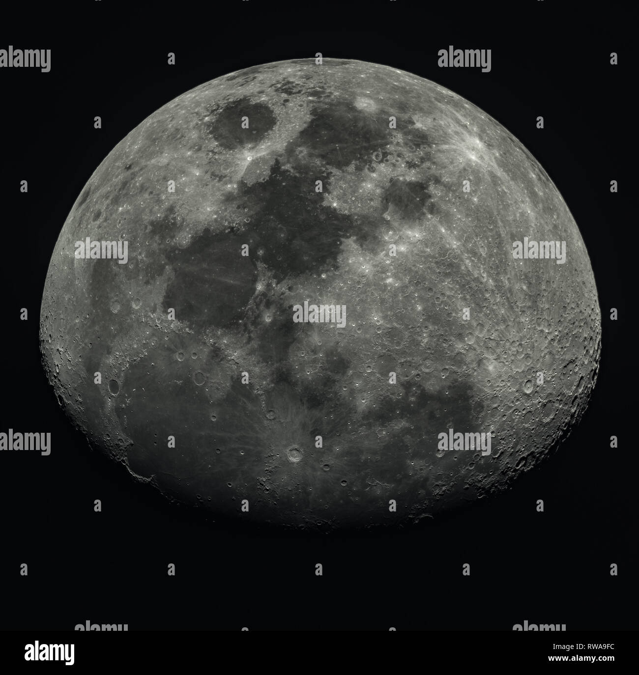 Earth's Moon at Waxing gibbous phase photo Stock Photo Alamy
