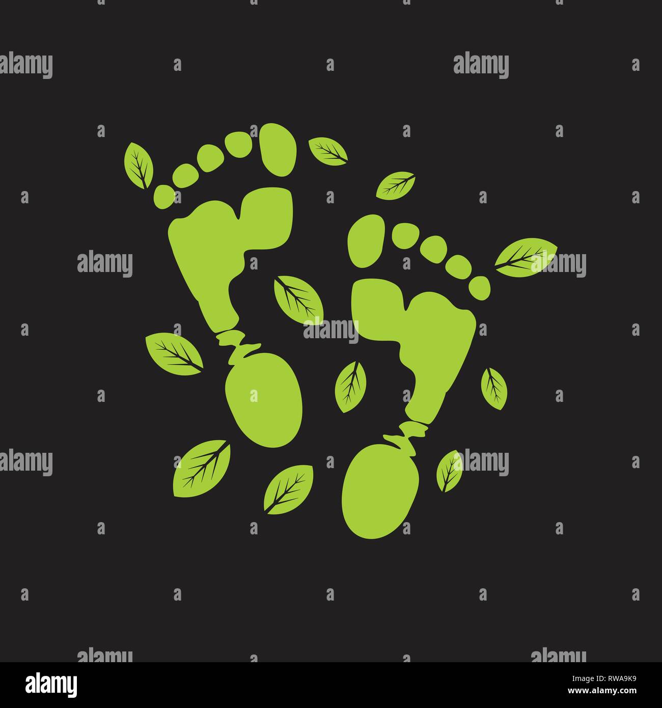 foot print leaf natural lifestyle logo vector Stock Vector