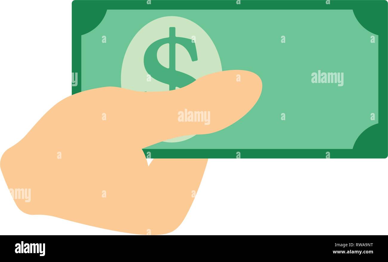 Hand holding money icon. Flat color design. Vector illustration Stock ...