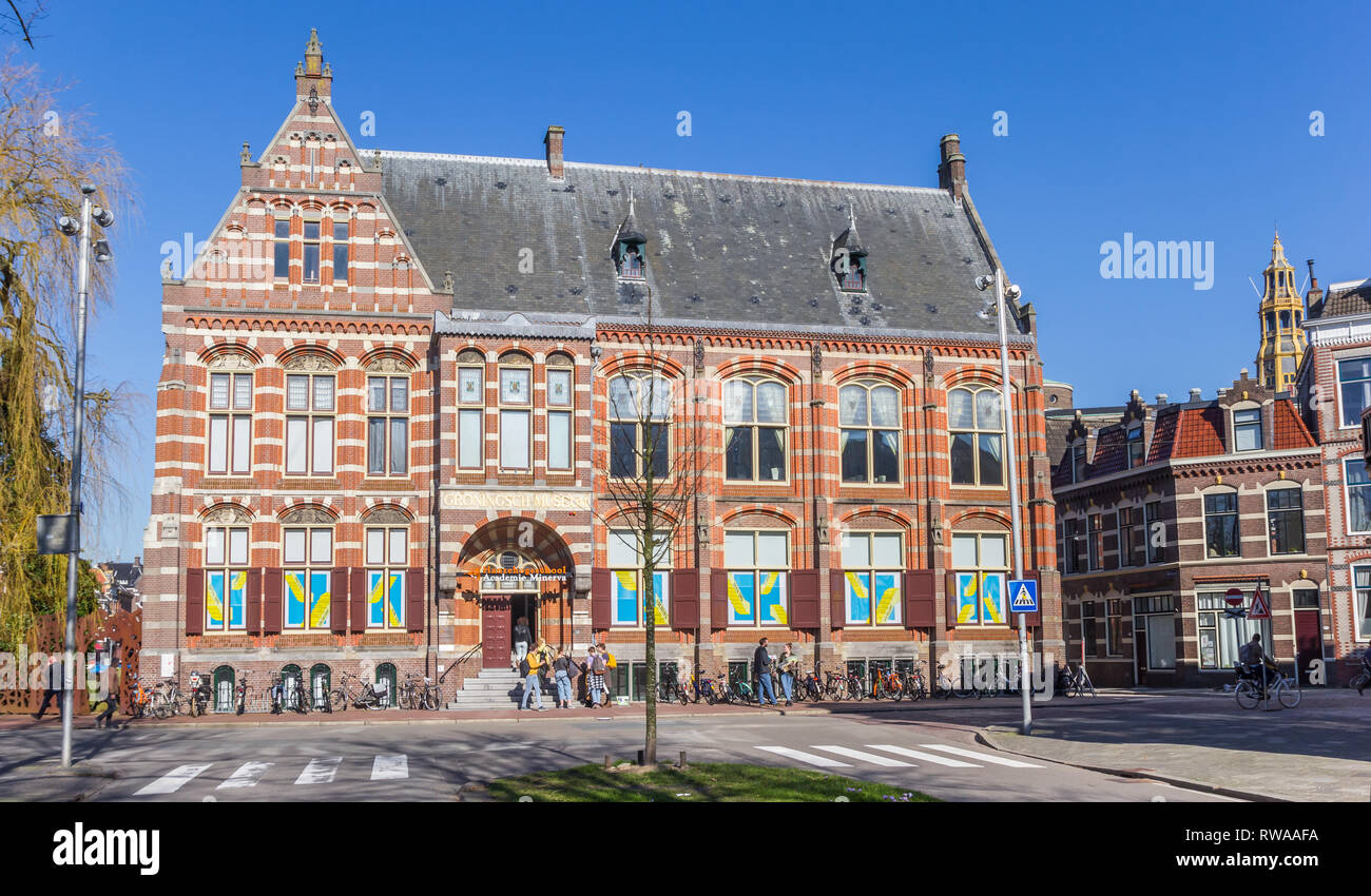 Former museum building in the historic center of Groningen, Netherlands Stock Photo