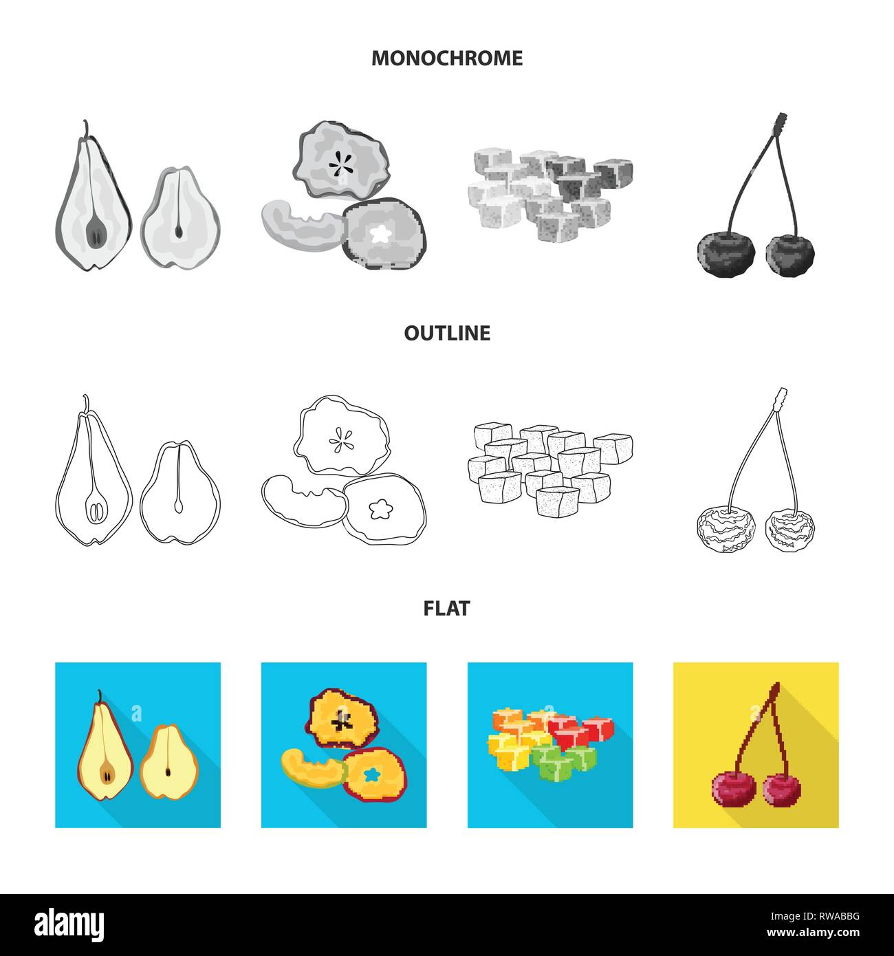 Isolated object of food and raw symbol. Set of food and nature vector ...