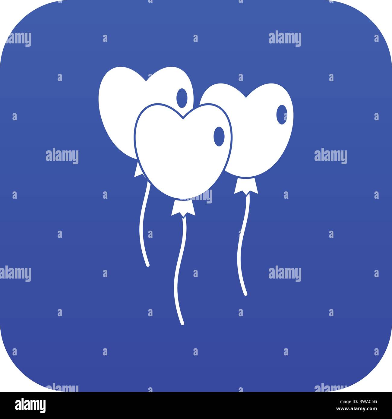 Three balloons in the shape of heart icon digital blue Stock Vector ...