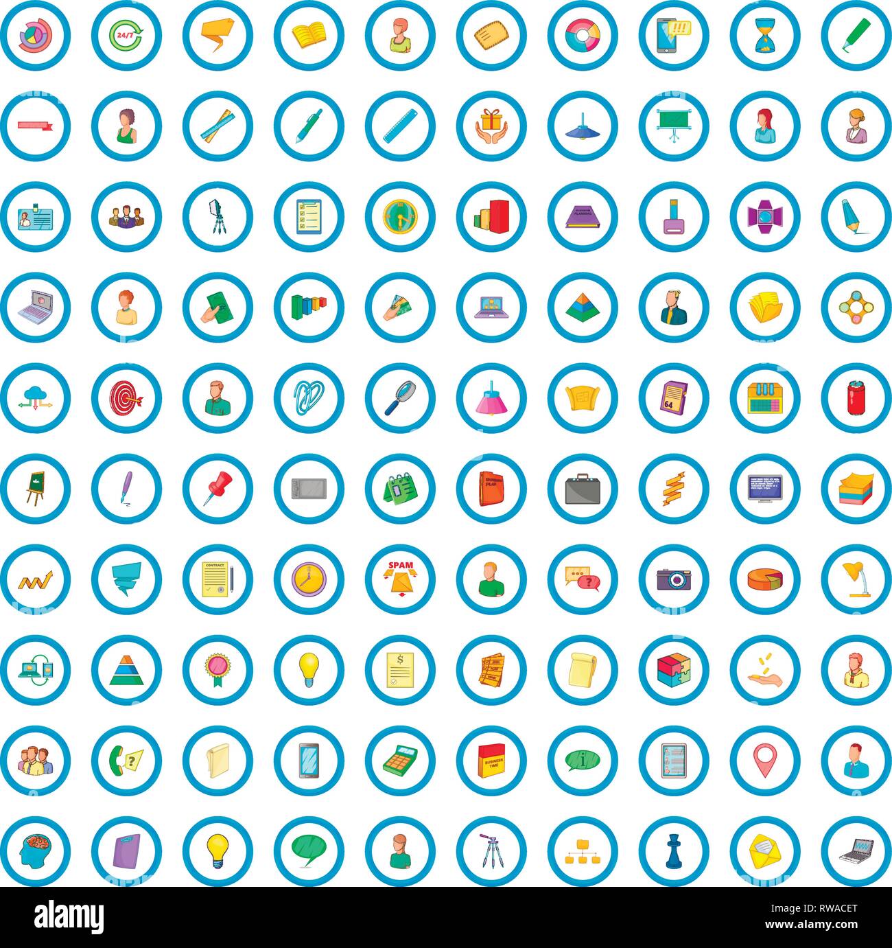 100 coworking icons set, cartoon style Stock Vector Image & Art - Alamy