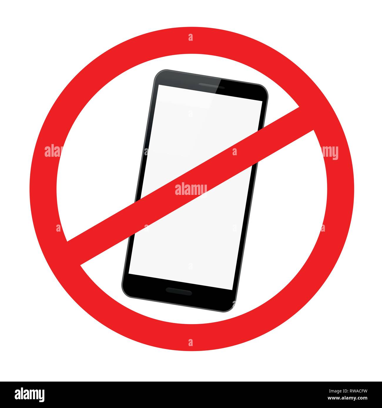 phones prohibited red sign on white background vector illustration EPS10 Stock Vector