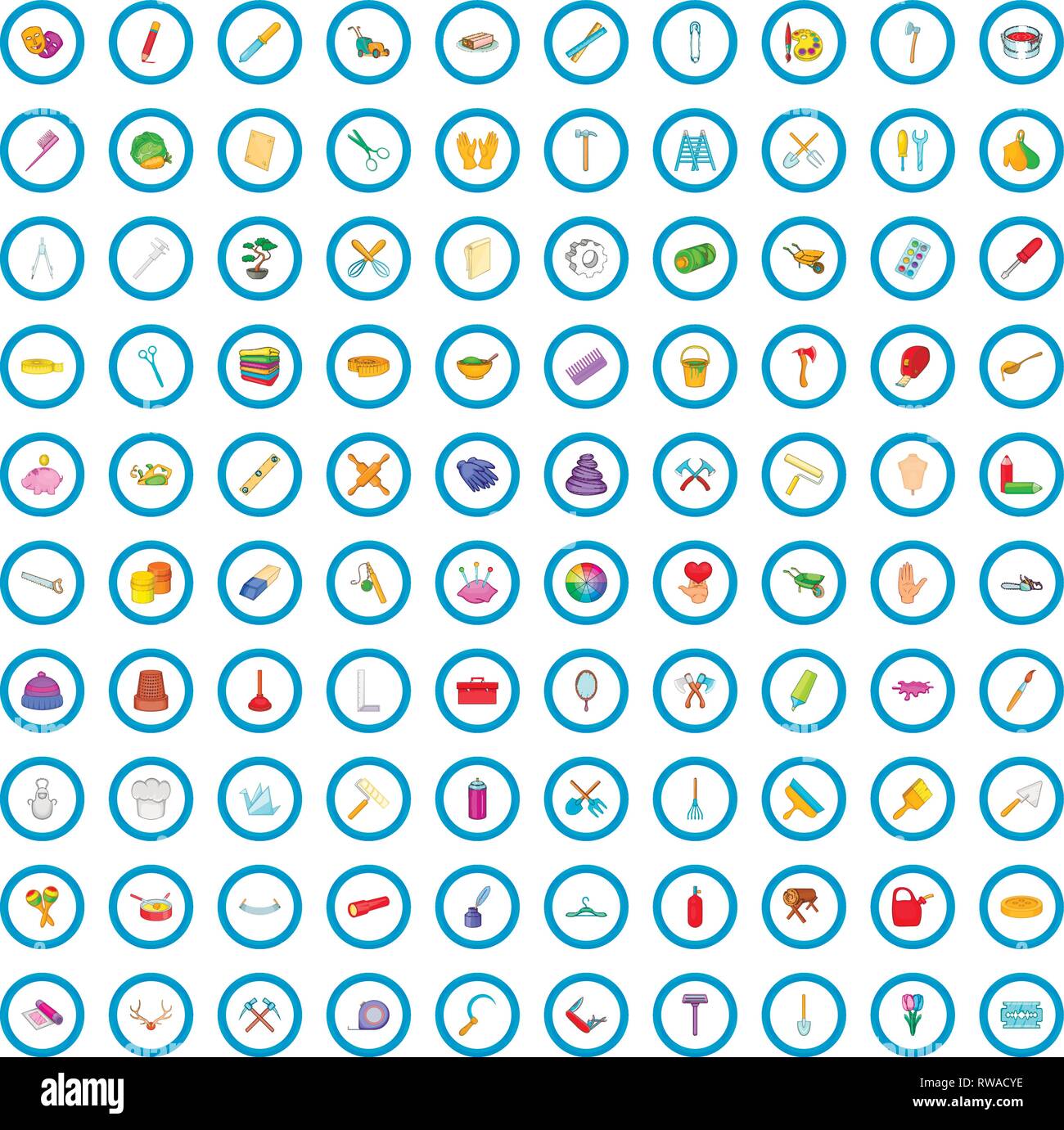 100 craft icons set, cartoon style Stock Vector Image & Art - Alamy
