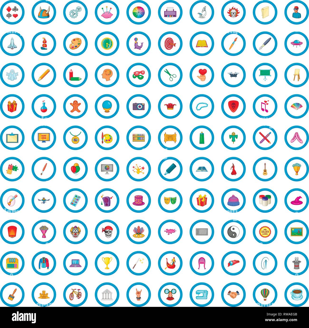 100 creative icons set, cartoon style Stock Vector Image & Art - Alamy