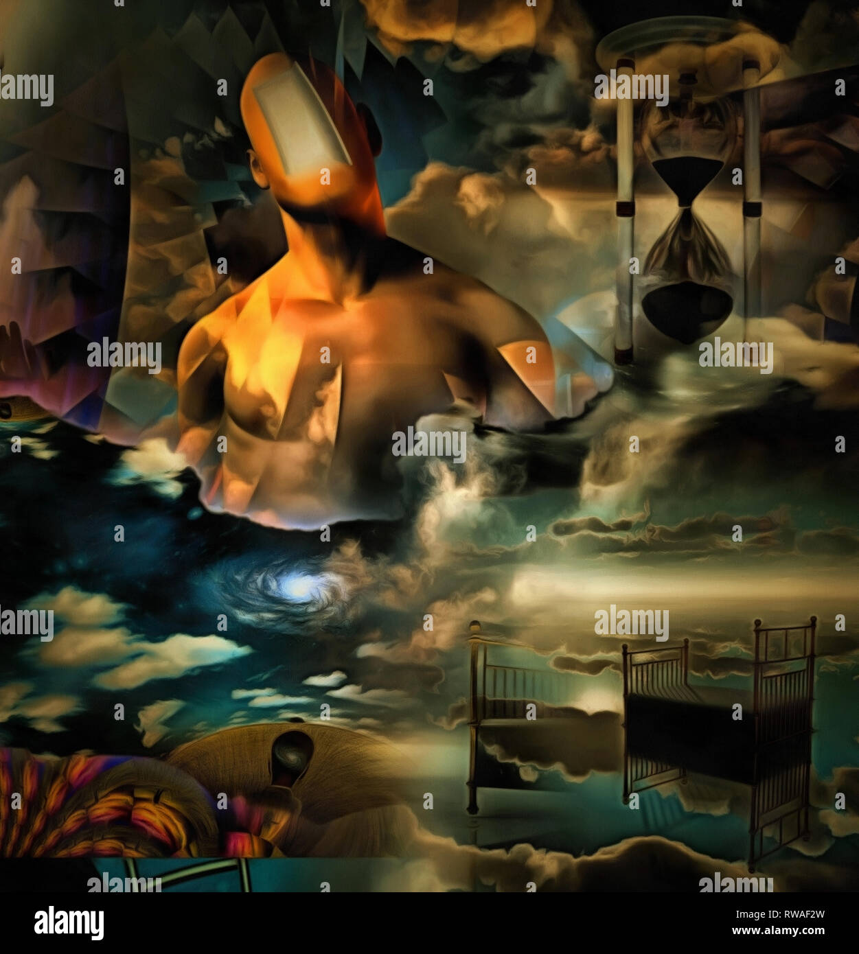 Complex Surreal Painting Infinite Dreams Man With Open Door