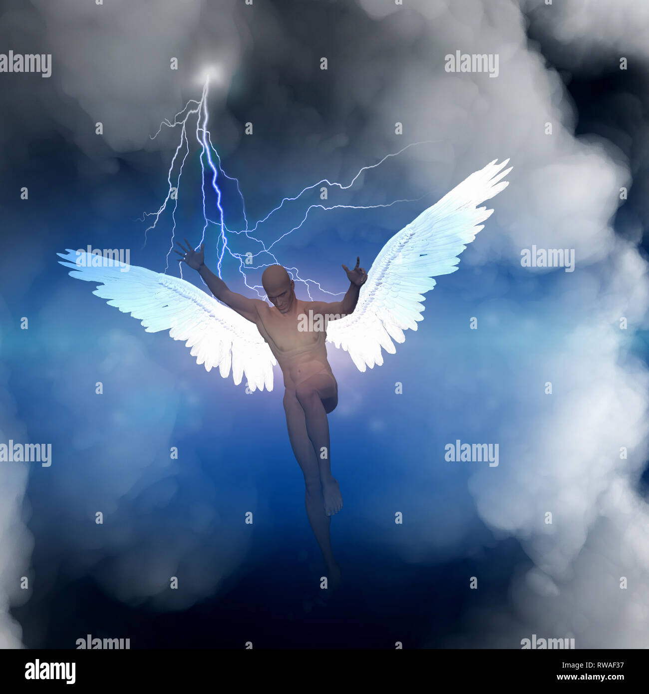 Spiritual Composition God S Envoy Man With Wings Represents Angel Stock Photo Alamy