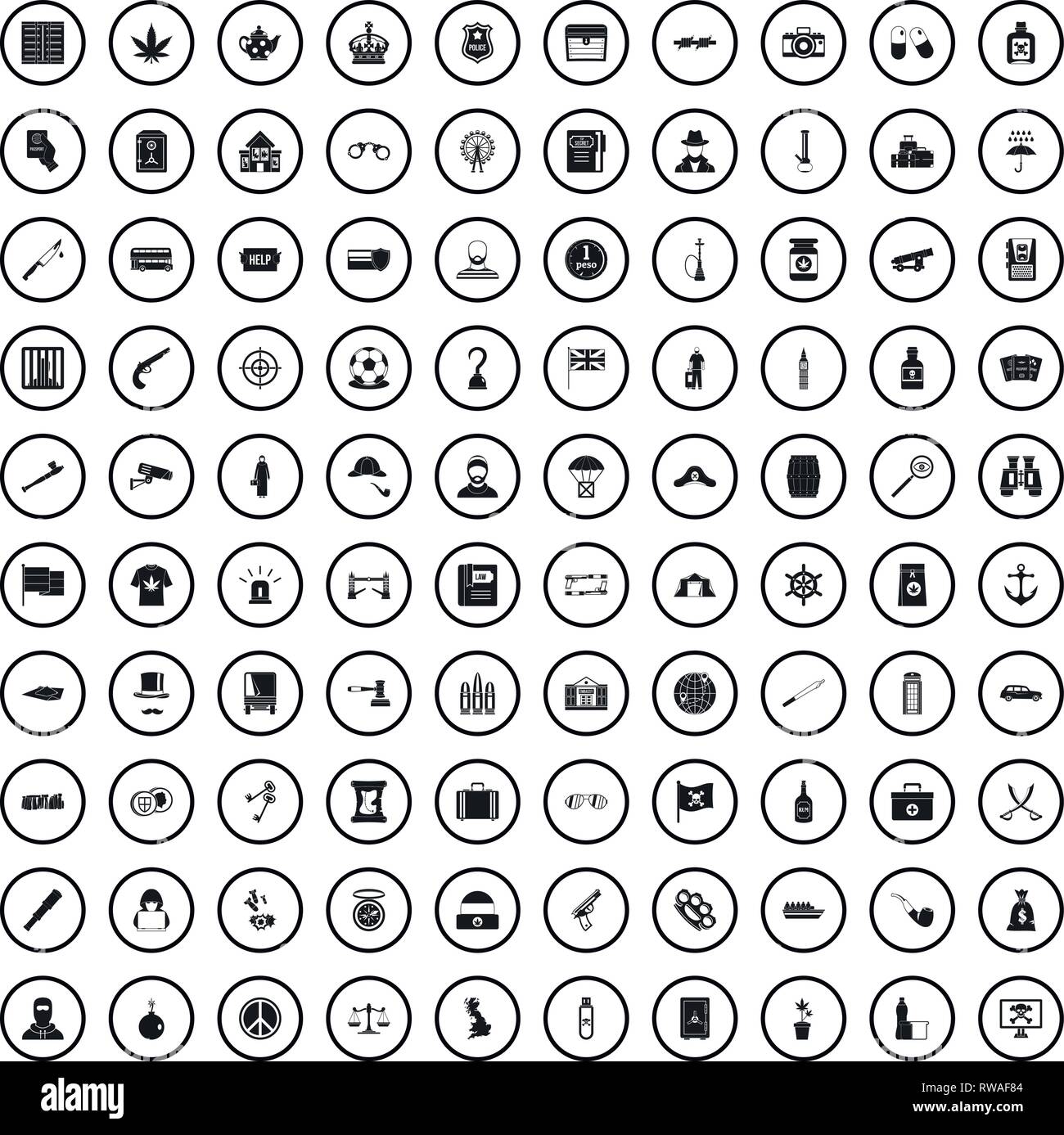100 offence icons set, simple style Stock Vector Image & Art - Alamy