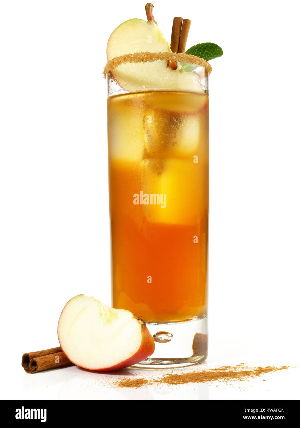 Apple Cinnamon Cocktail on white Background Stock Photo Alamy