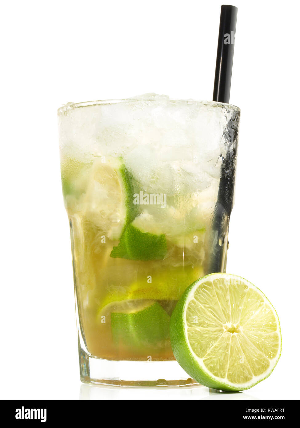 Caipirinha Cocktail on white Background Stock Photo