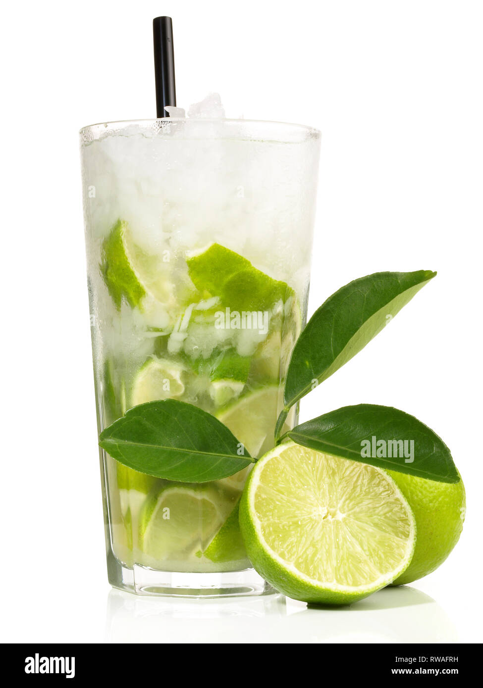 Caipirinha Cocktail on white Background Stock Photo