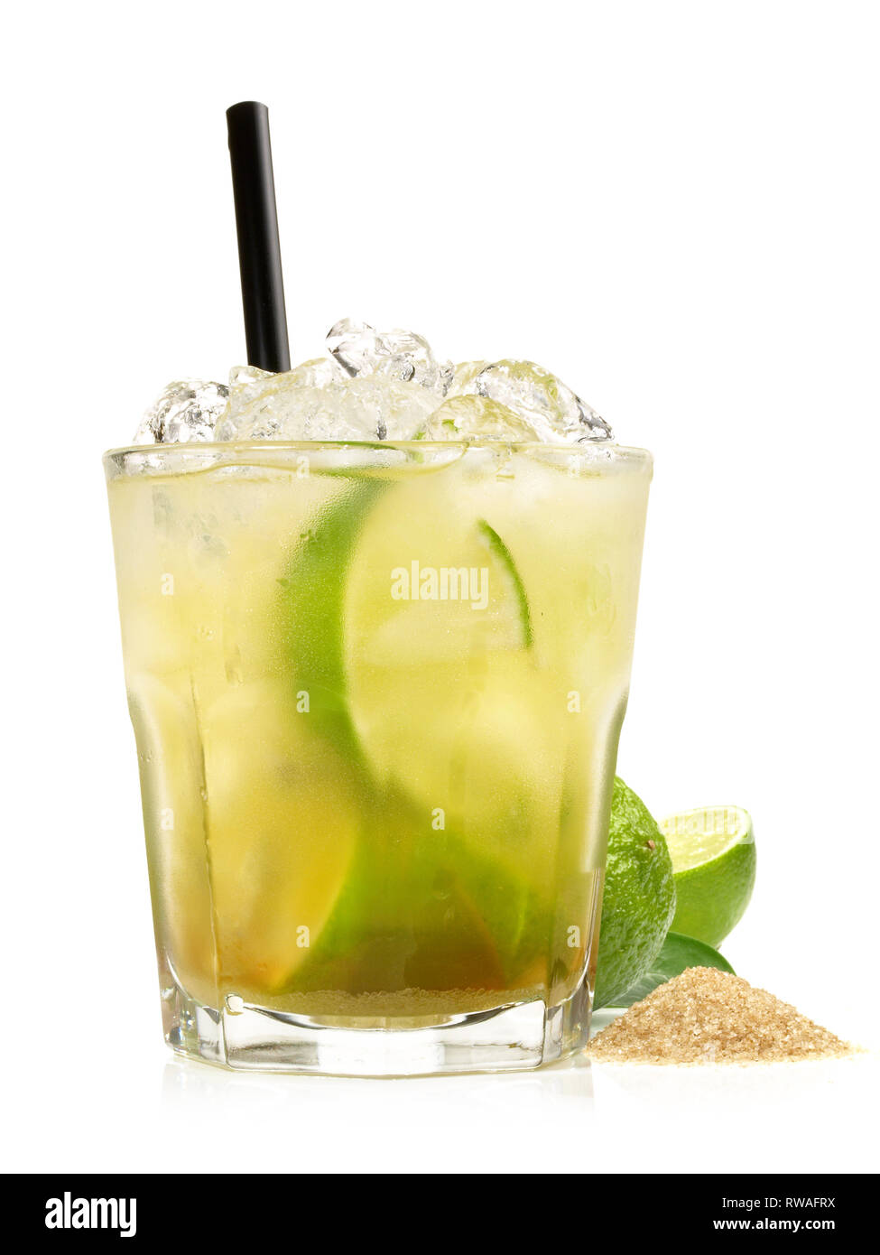 Caipirinha Cocktail on white Background Stock Photo