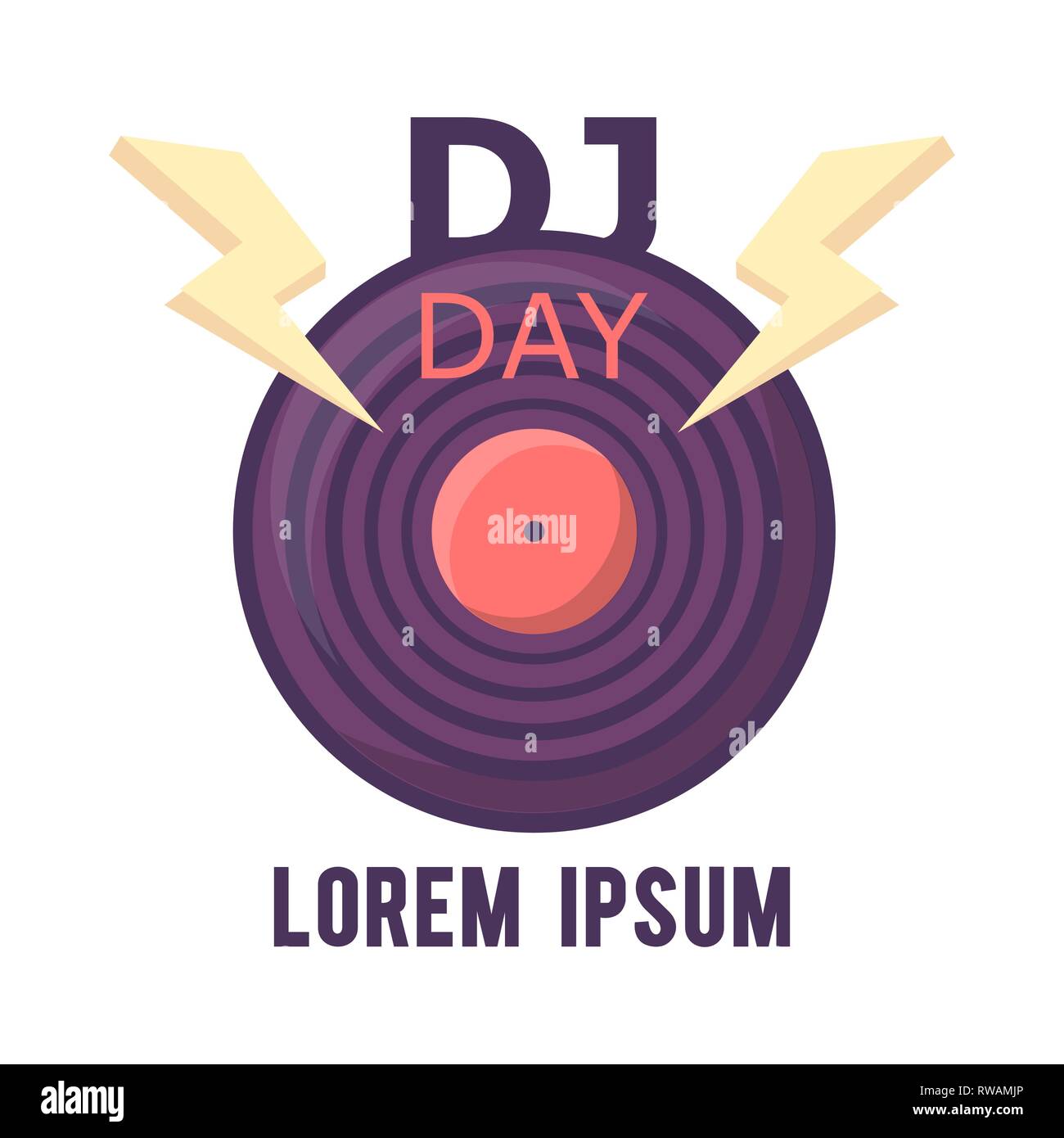 Dance party, dj logo design.World dj dy.World music day.Vector vinyl illustration Stock Vector