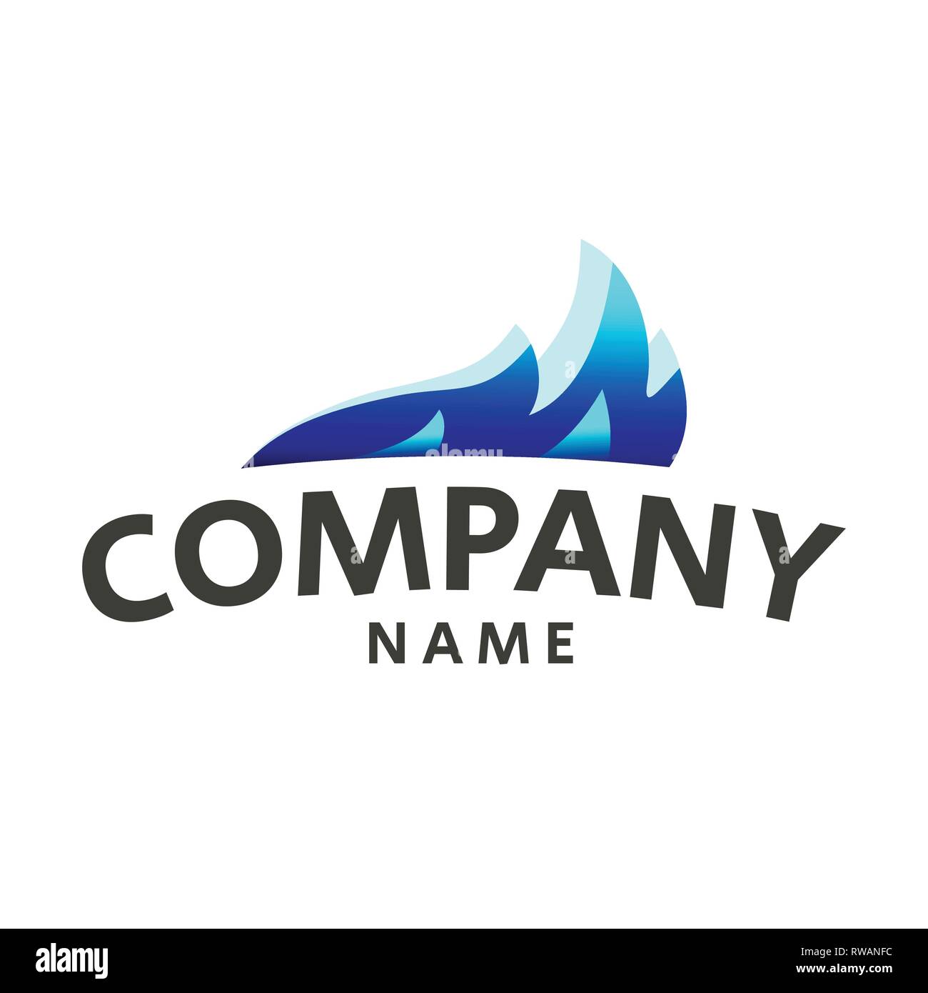 Fire Blue Flame Logo design vector template drop silhouette Stock Vector