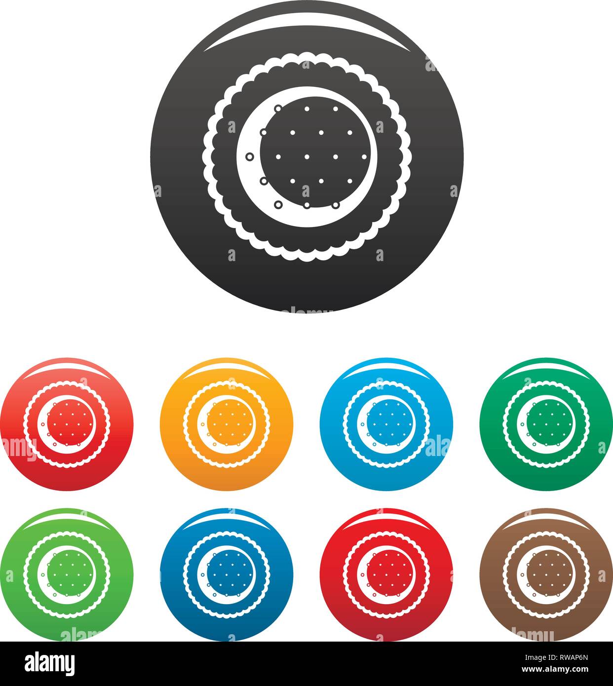Choco star biscuit icons set 9 color vector isolated on white for any ...