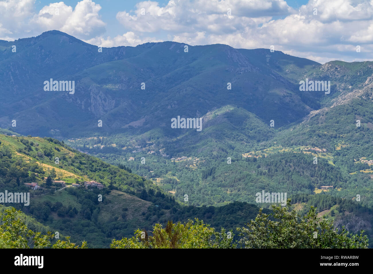 high angle scenery at the Auvergne-Rhone-Alpes in southern France Stock ...