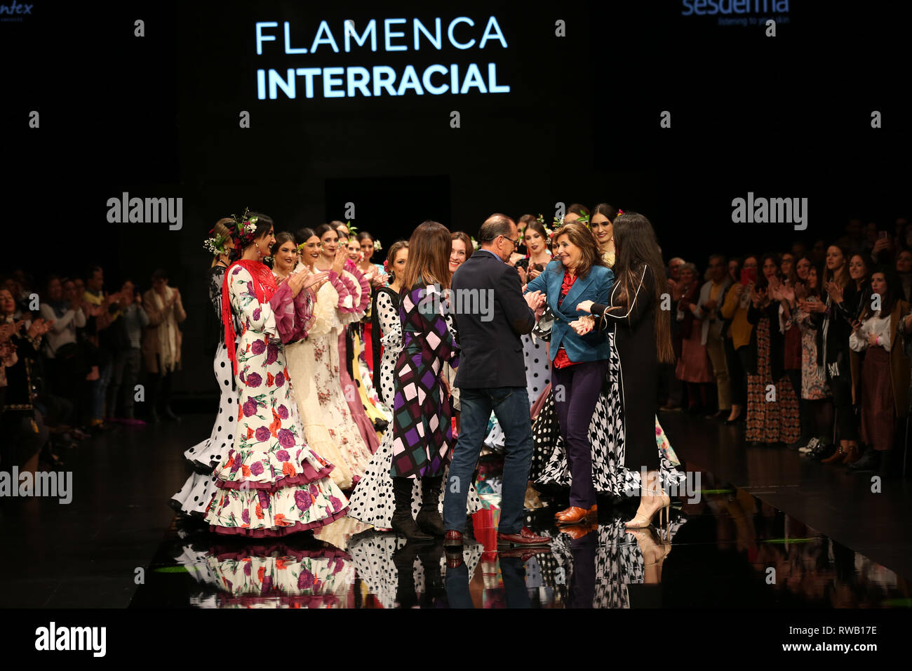 Yolanda Moda Flamenca designer join by her mother on the catwalk Stock Photo