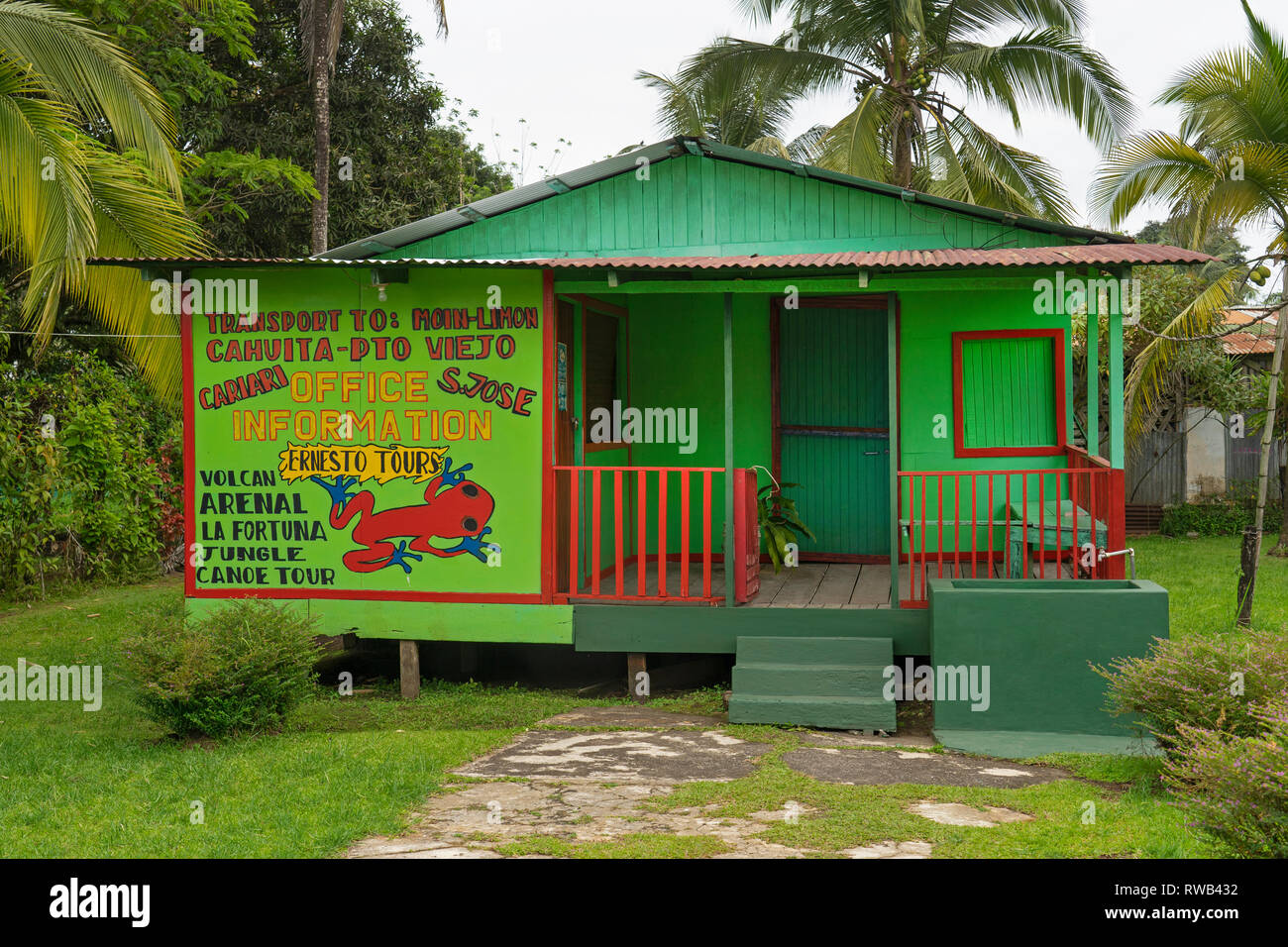 typical  house in Tortuguero Village National Park,Costa Rica,Central America Stock Photo