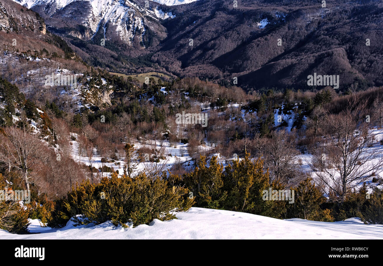 snowy landscape at pyrenees Stock Photo