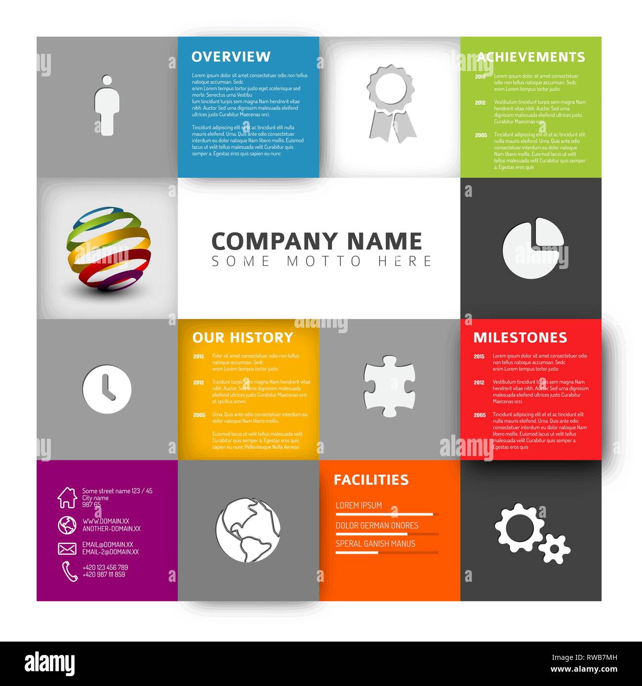 Vector Mosaic Company Infographic Profile Design Template With Icons Stock Vector Image Art Alamy