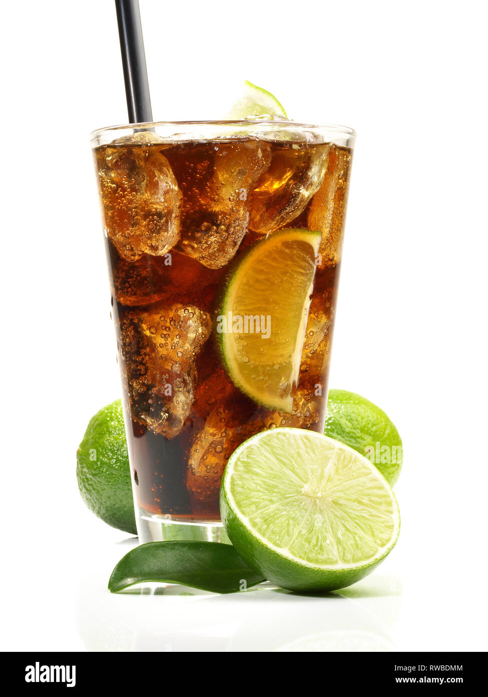 Cuba Libre Cocktail on white Background Stock Photo