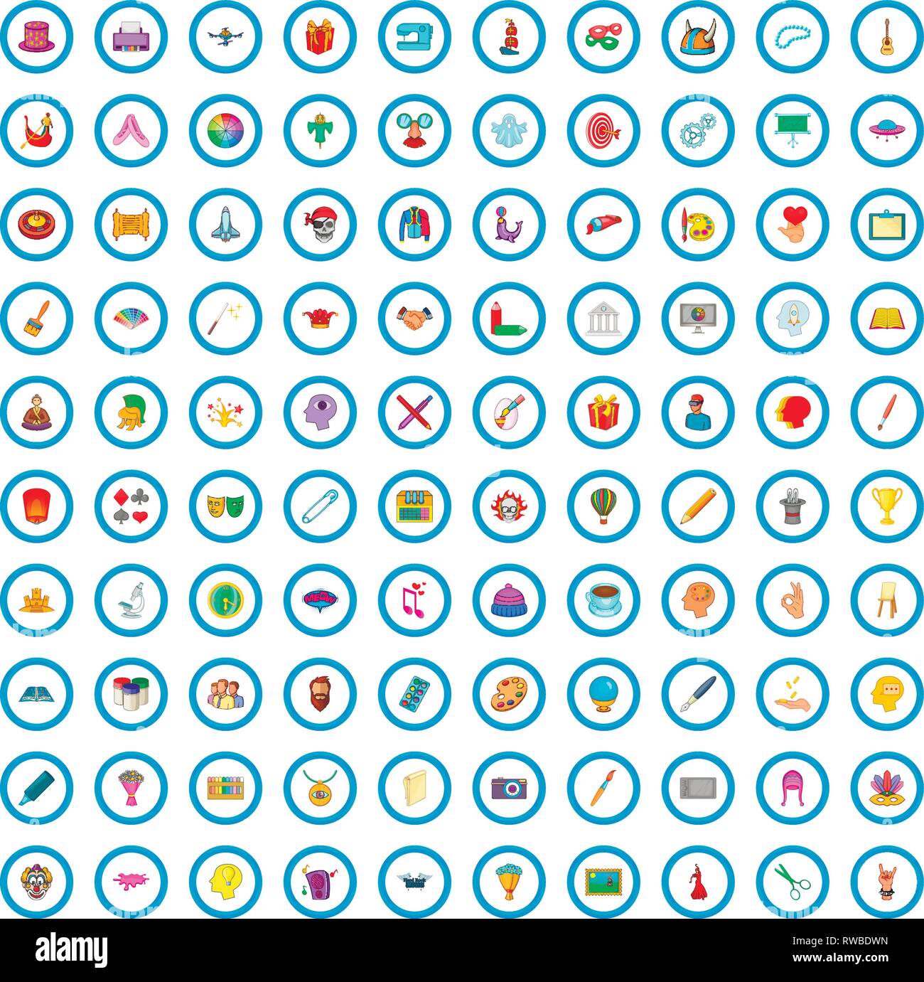 100 creativity icons set, cartoon style Stock Vector Image & Art - Alamy