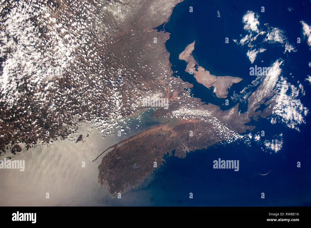 Image of Atlantic Canada taken from the International Space Station Stock Photo
