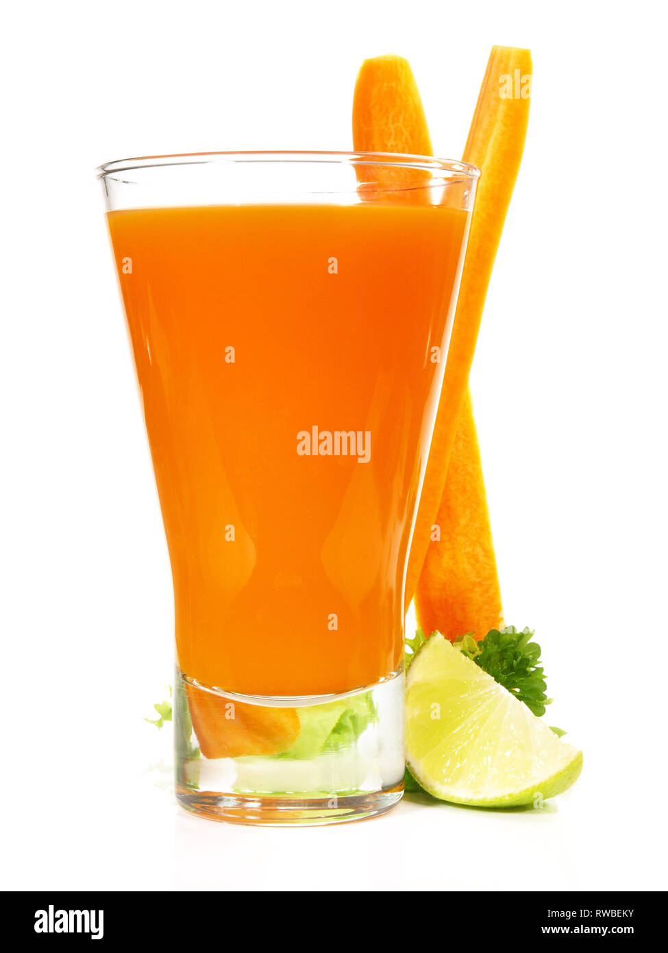 Carrot Juice on white Background Stock Photo Alamy