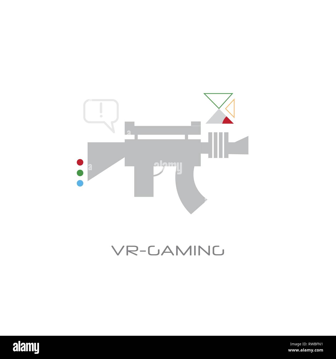 virtual reality gaming weapon vr digital visual technology line style white background Stock Vector