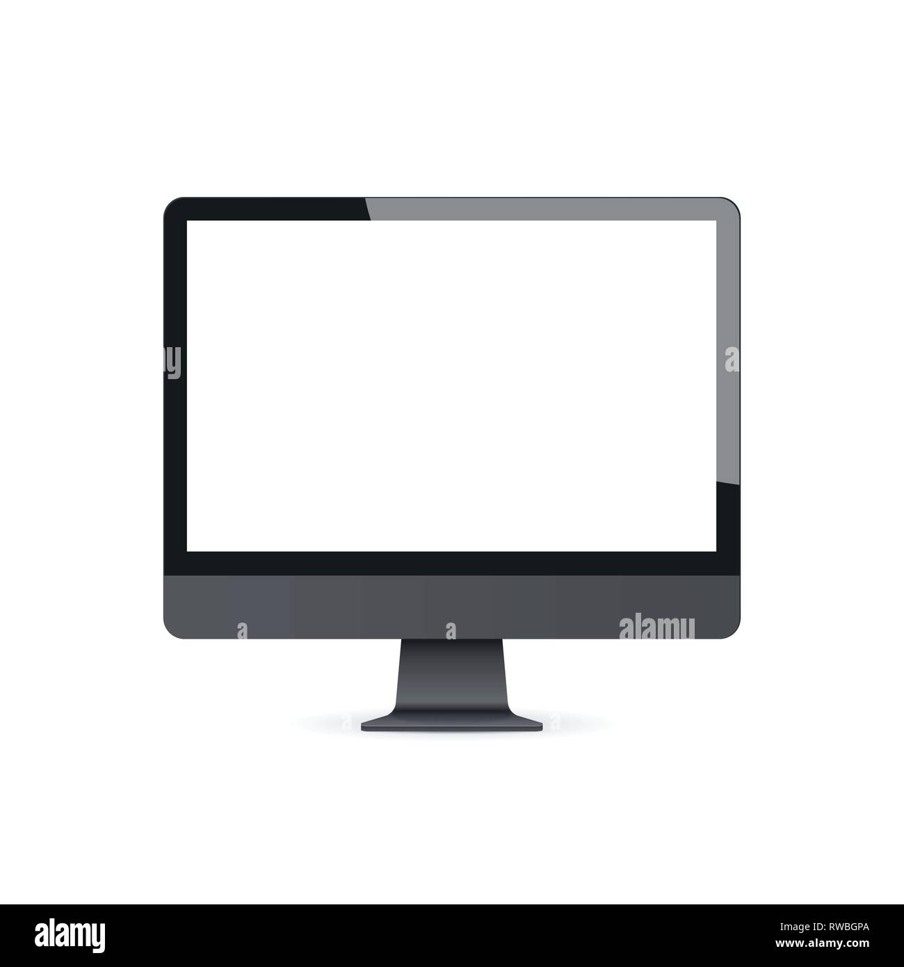 modern desktop monitor mockup blank empty screen computer display digital technology concept white background Stock Vector