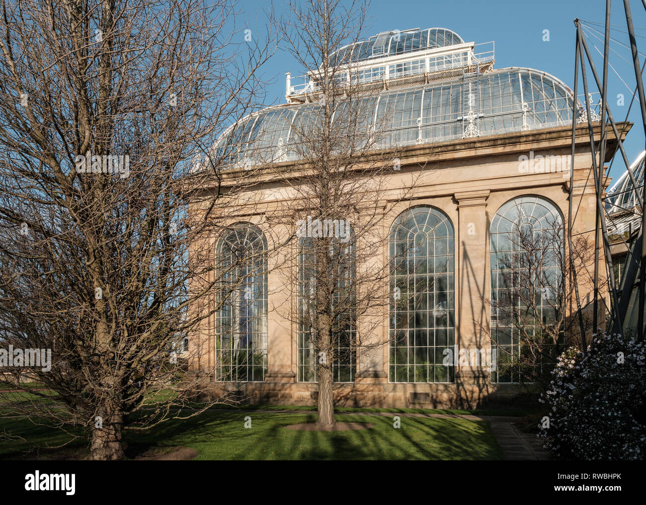 The exterior of the Glasshouse Experience building in the Royal Botanic