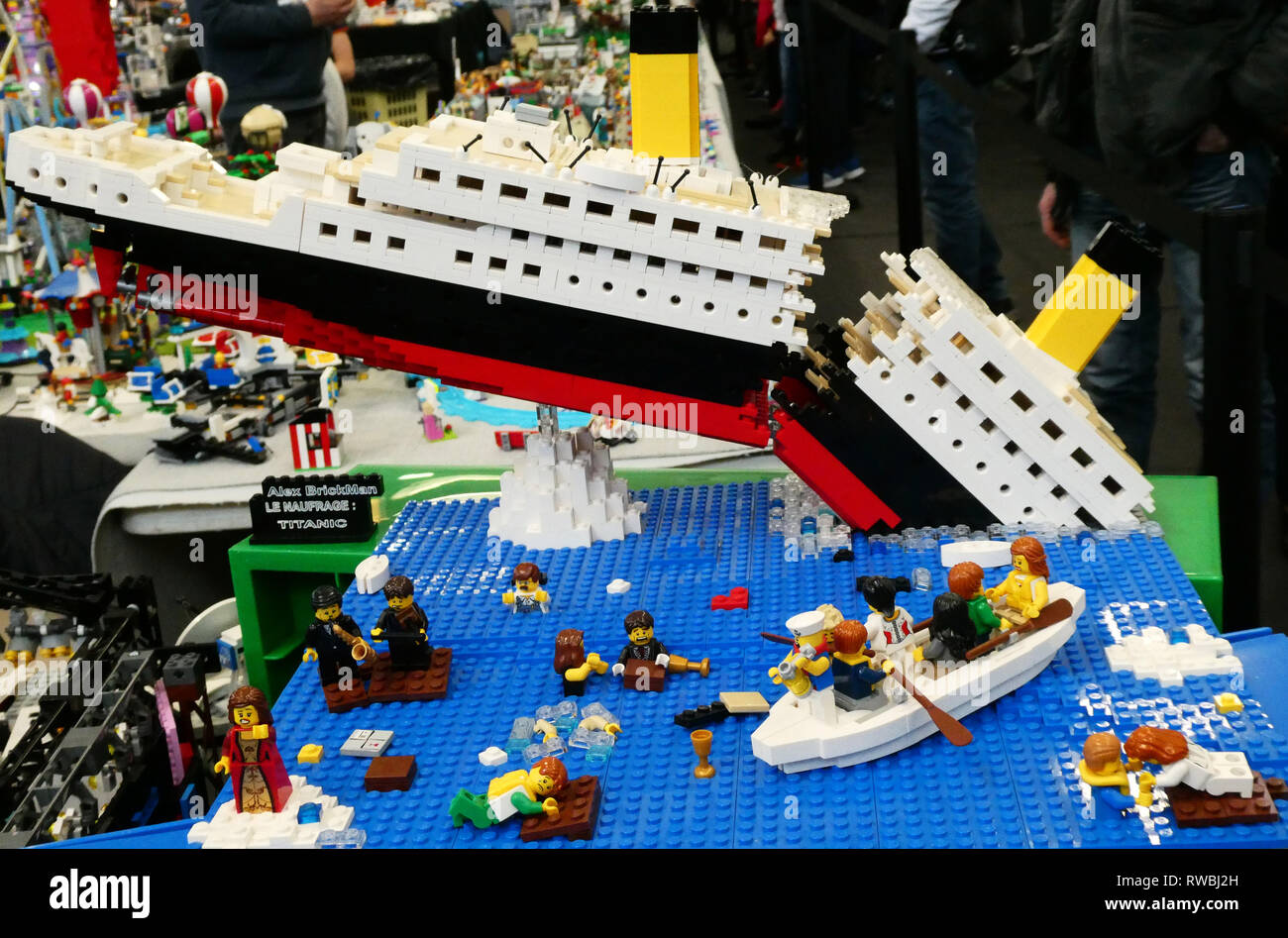 Lego exhibition, The sinking of the Titanic, Saint-Privat-des-Vieux, Gard, Languedoc-Roussillon, France, Europe Stock Photo - Alamy