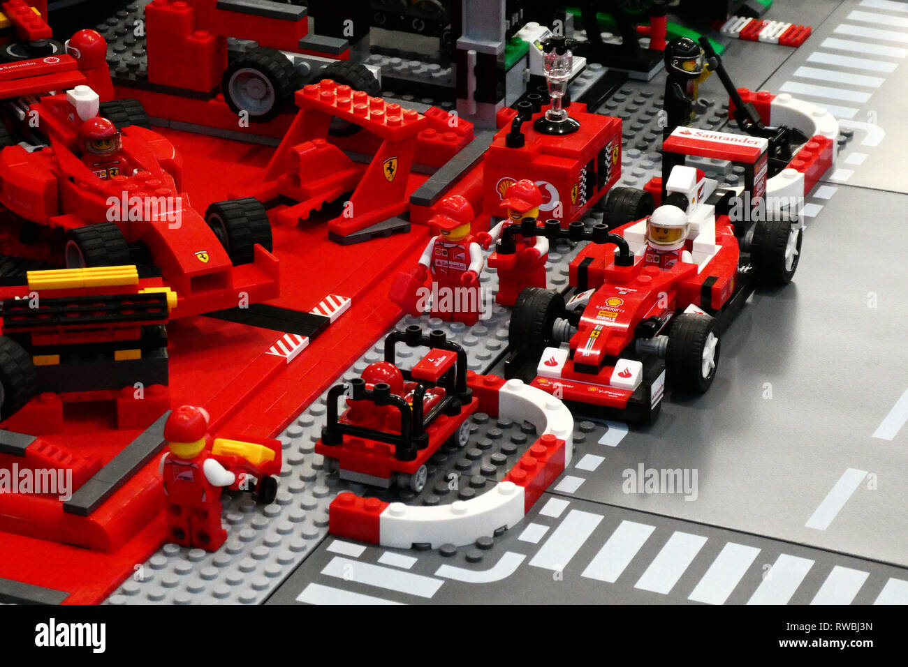 Lego exhibition, Ferrari F1 refueling at the stand, Saint-Privat-des-Vieux,  Gard, Occitanie, Languedoc-Roussillon, France, Europe Stock Photo - Alamy