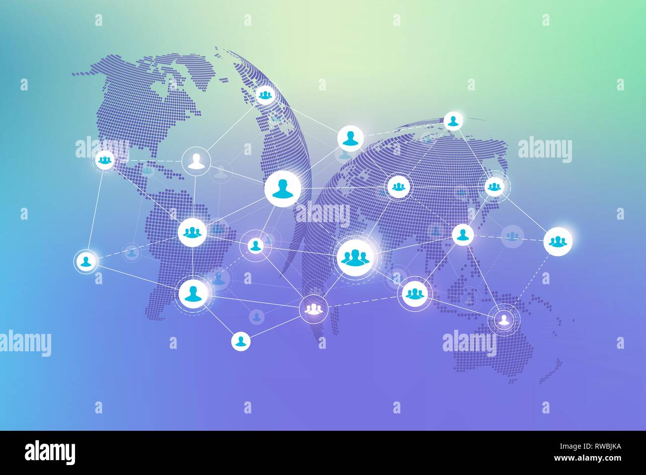 Abstract people connection technology concept with dotted world globe ...