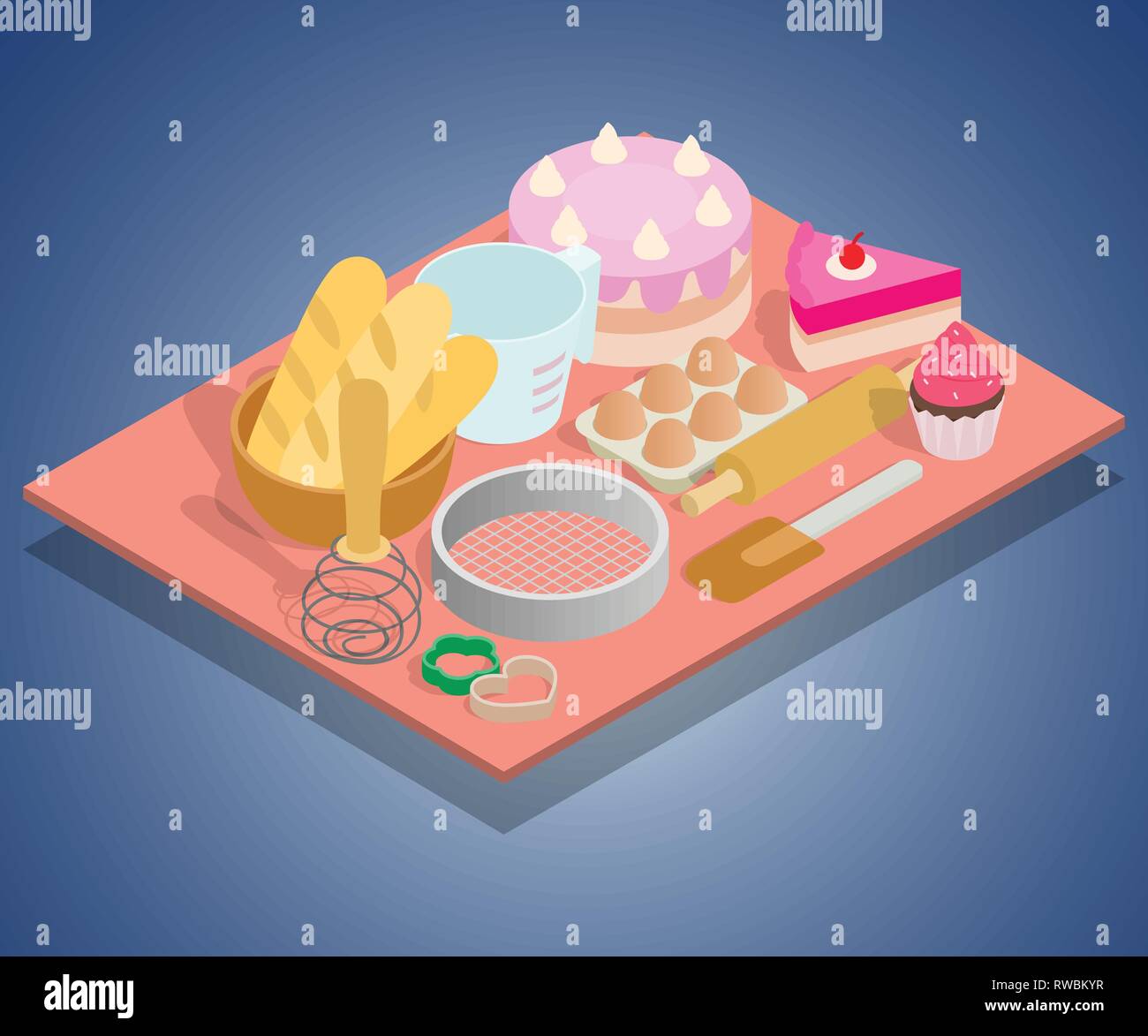 Tea day concept banner, isometric style Stock Vector