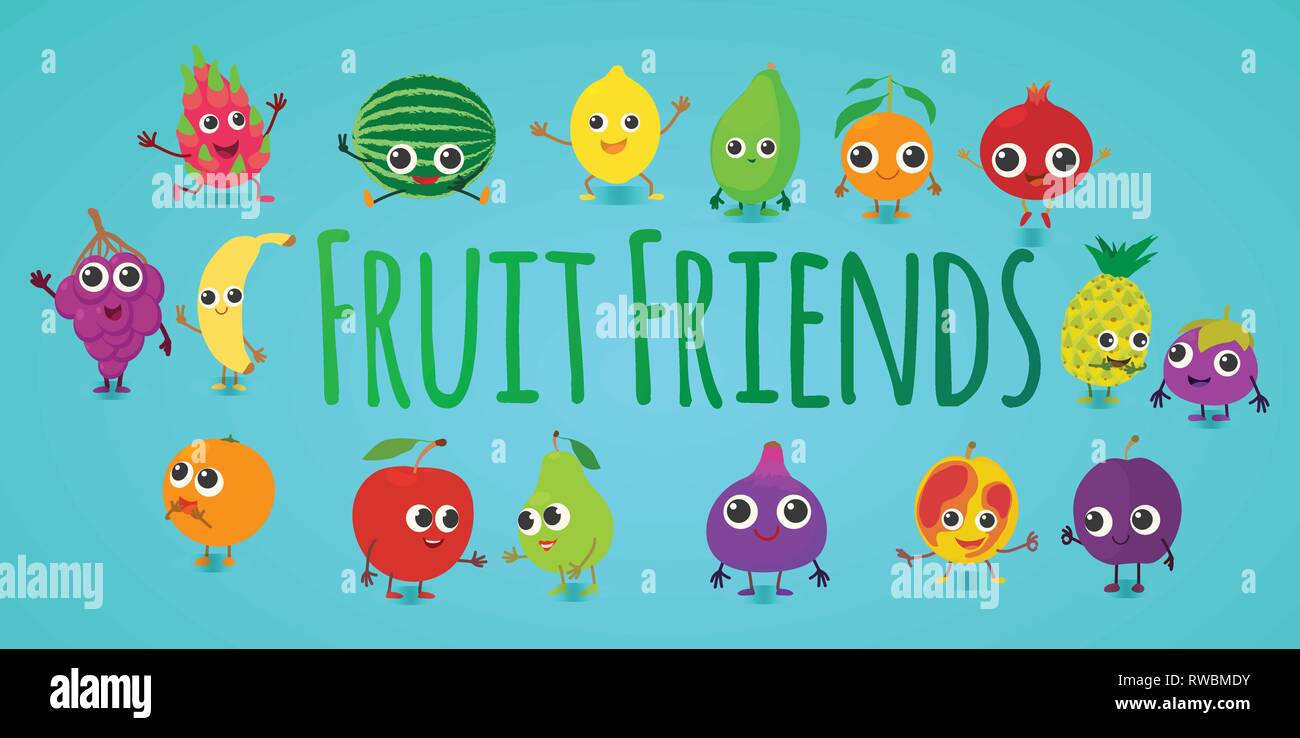 Fruit friends concept banner, cartoon style Stock Vector Image & Art ...