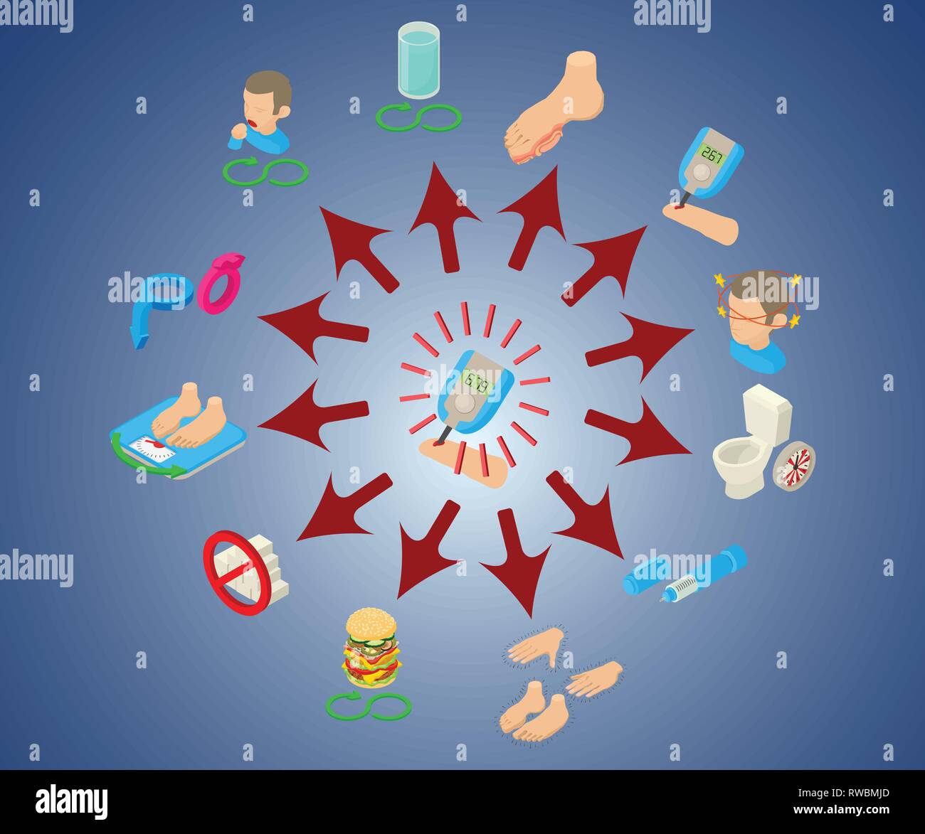 Diabetic concept banner, isometric style Stock Vector