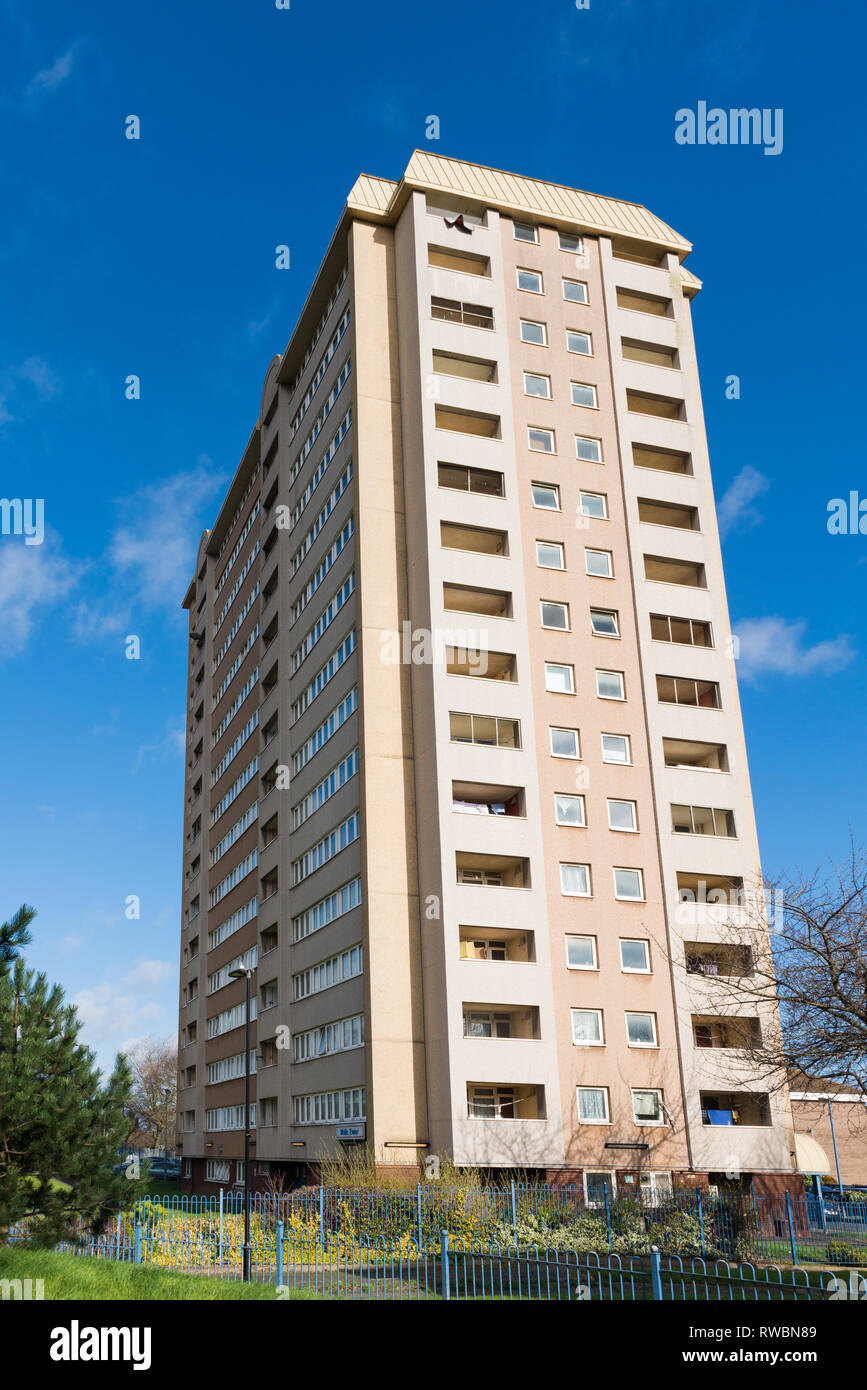 High rise block of flats on Ladywood Middleway in the Birmingham inner city district of Ladywood Stock Photo