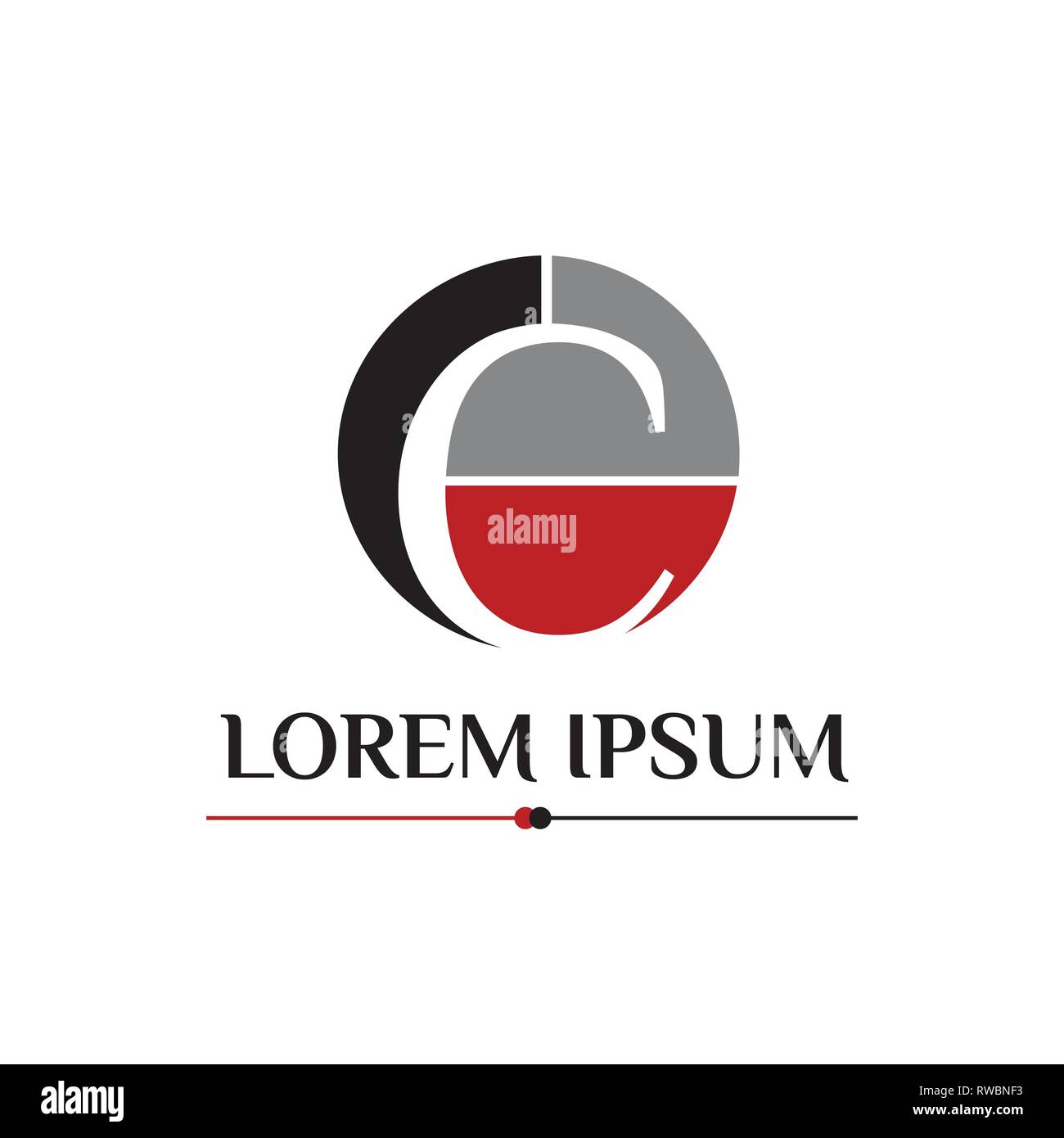 C letter black and red vector logo design Stock Vector
