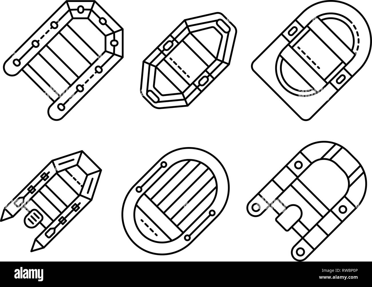 Inflatable boat icons set, outline style Stock Vector Image & Art - Alamy